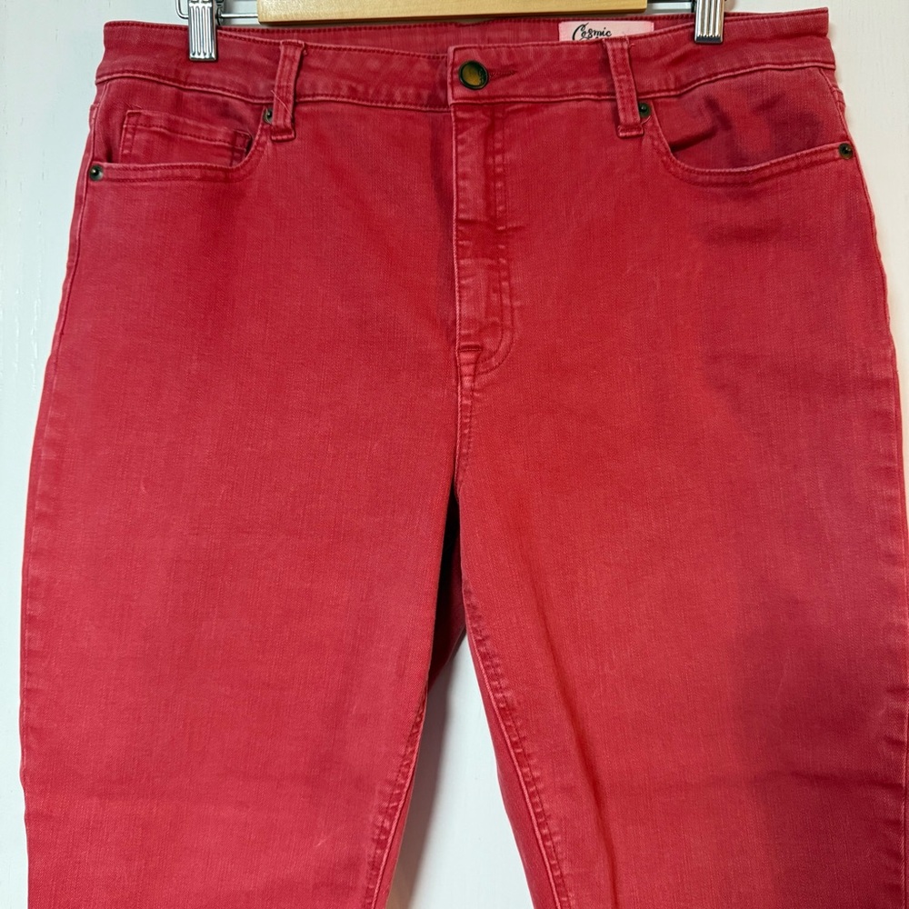 Women’s Cosmic Blue Love Red Crop Jeans
